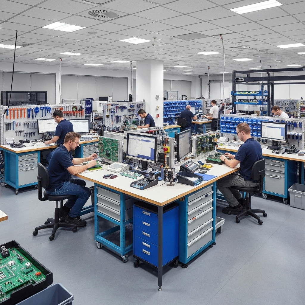 Main repair laboratory at SSN REPAIRS with professional equipment and 30-day warranty service